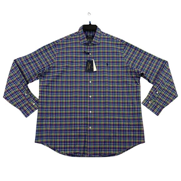 Polo Ralph Lauren Button Down Shirt Mens XXL Multi Plaid Classic Fit MSRP $125 - Picture 1 of 13